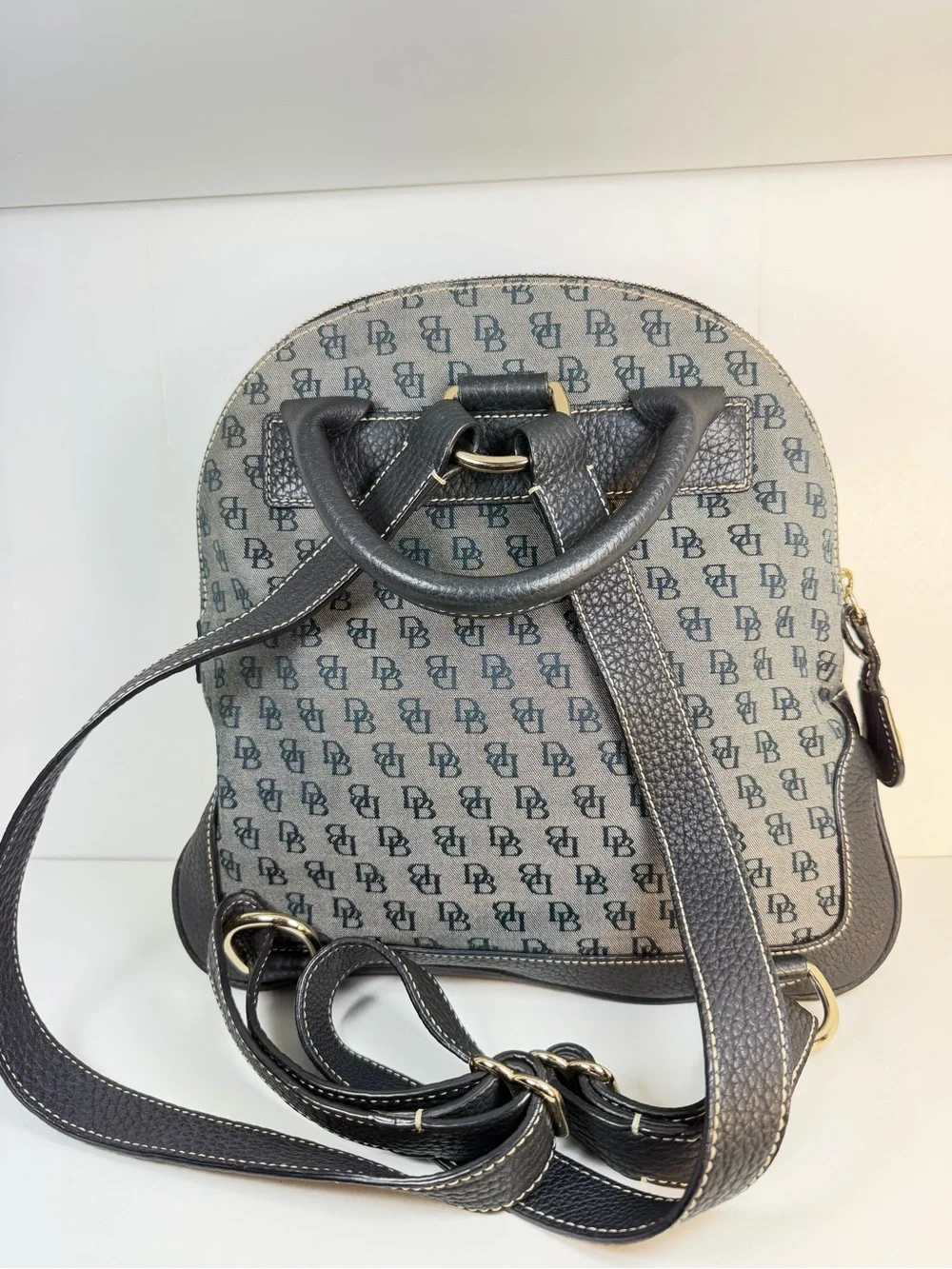 Dooney & Bourke Gray Monogram Backpack with Black Trim H087